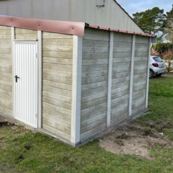Annexe de jardin en béton aspect bois 1 pente